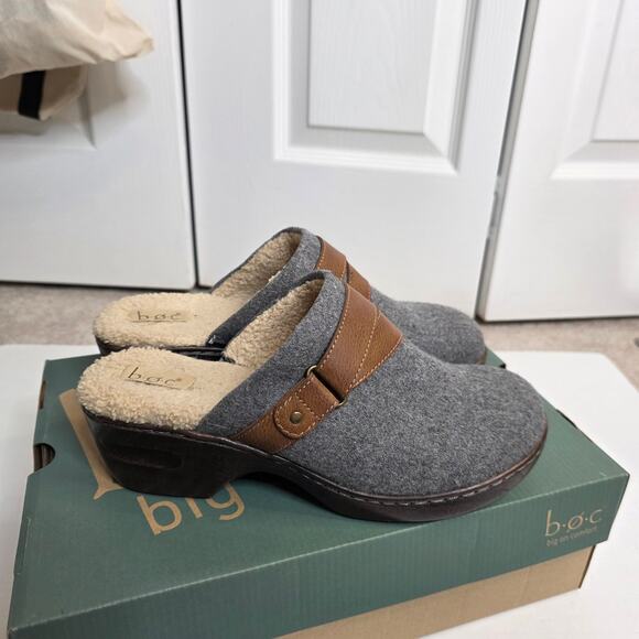 Born B.O.C. Mae Gray Wool Sherpa Lined Clogs Size 9 NWOT - Picture 2 of 12